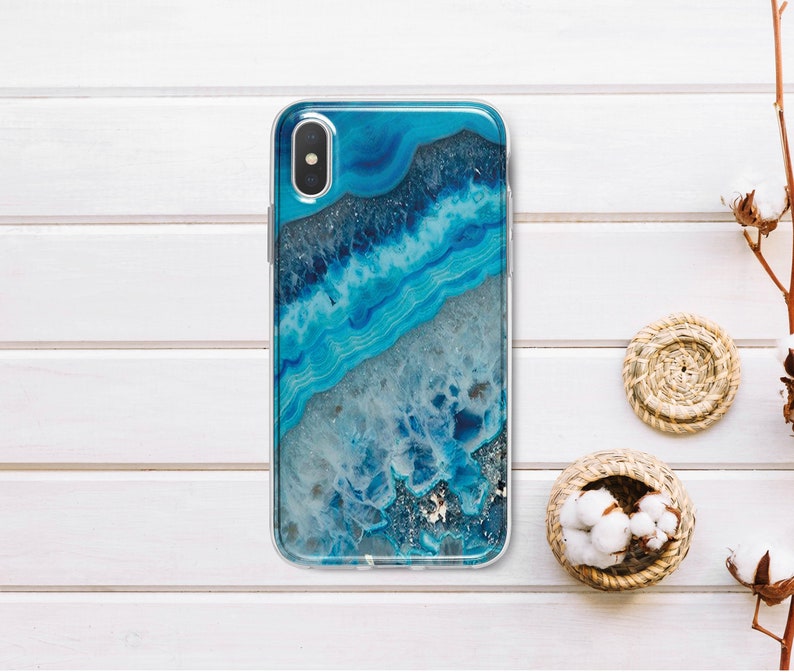 Blue Opal IPhone X Case IPhone XS Max Case IPhone X XR Case Marble IPhone 8 Plus Case IPhone 7 Case For Samsung Galaxy S9 Hard Case EP0009