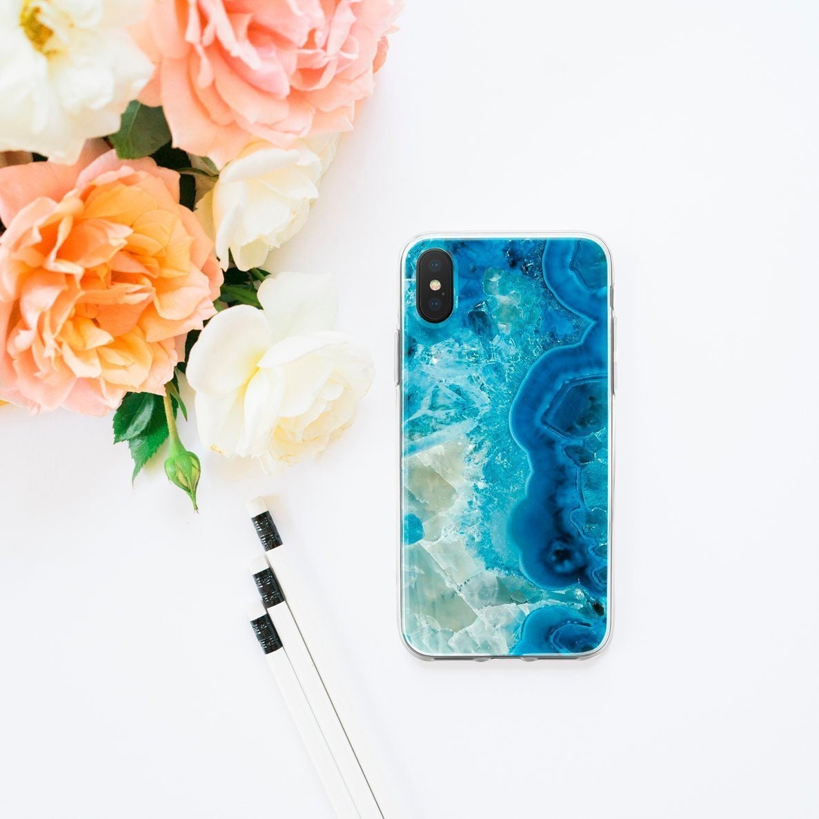 iPhone X 10 Case Samsung Galaxy S10 S8 Light Blue Abstract Marble Cover iPhone 11 Pro max iPhone XS iPhone 8 7 plus case iPhone XS Max