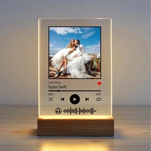 Personalized LED Song Plaque With Stand | Custom Music Night Light ...
