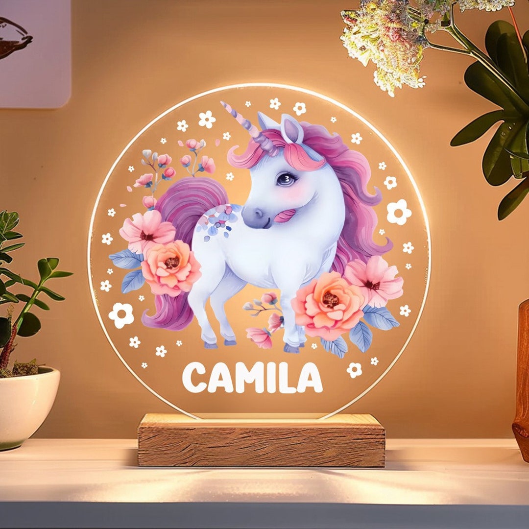 Unicornio, luz de noche, luces de noche personalizadas para niños