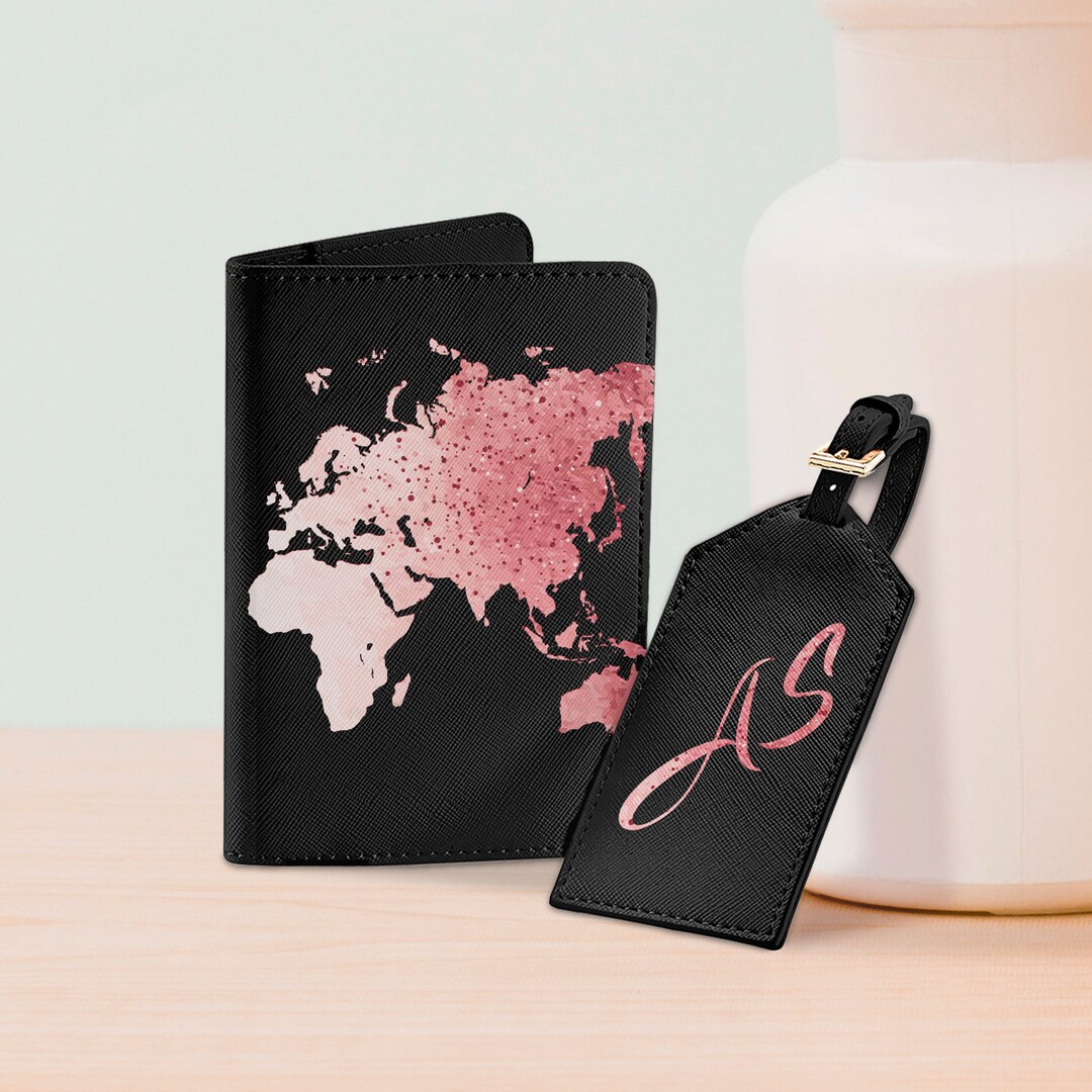 World Map Passport Holder Personalized Luggage Tag World Map Print