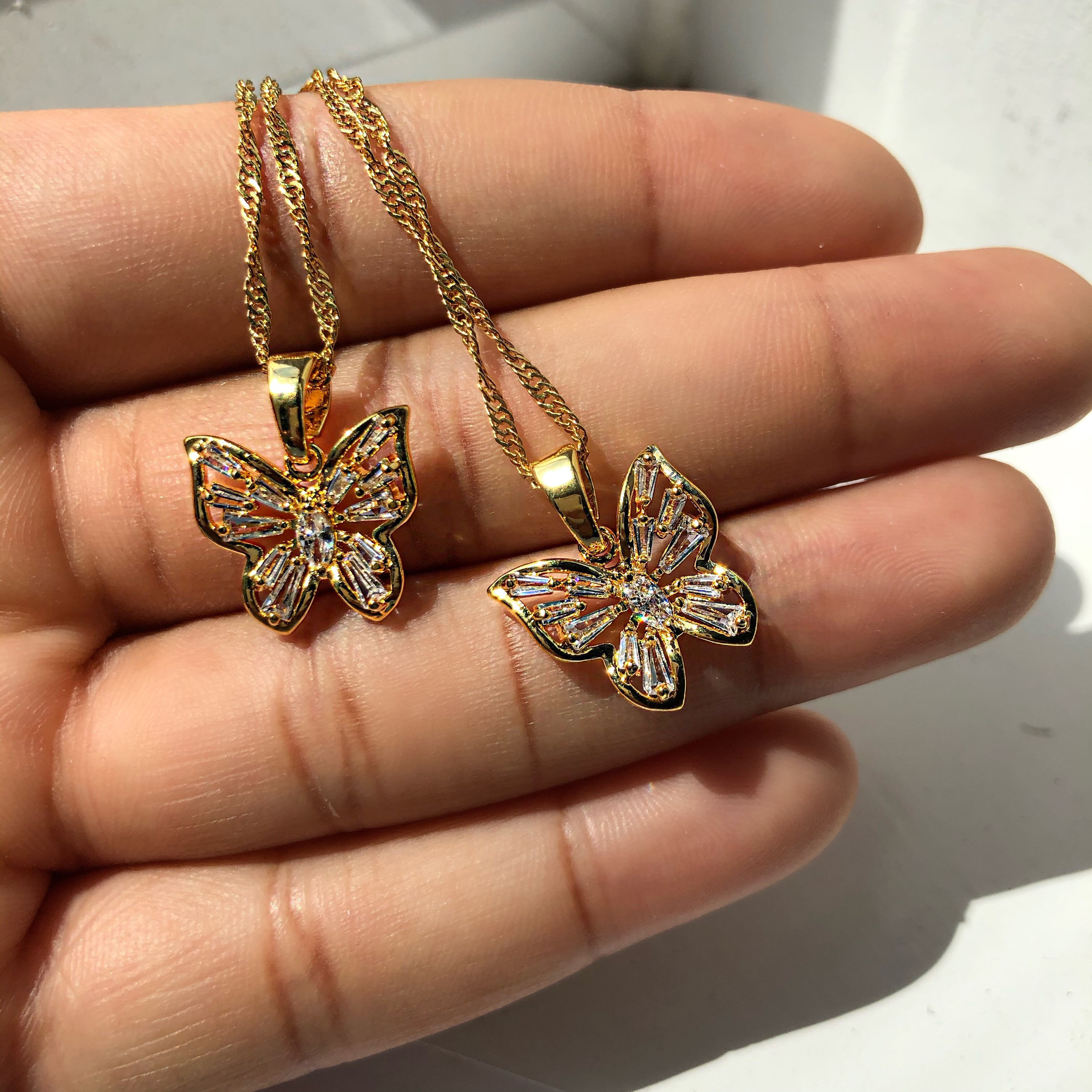 Gold Butterfly Necklace Etsy UK