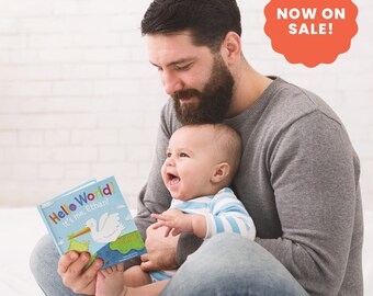 Cadeaux pour nouveau-nés | Cadeau bébé | Cadeau de naissance personnalisé | Cadeau pour un nouveau-né | Cadeau pour nouveau-né | Bonjour tout le monde ! Livre personnalisé pour enfants