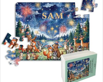 Personalized Puzzle for Kids | Name Puzzle | 30 Piece Jigsaw Puzzle, 14" x 11" (Horizontal/Landscape) | Customized Puzzle | 4th of July