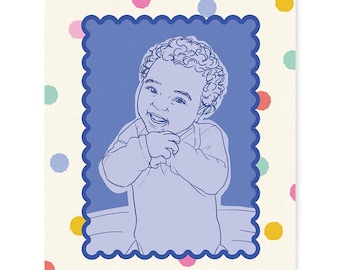 Baby Personalized Hand-Drawn Portrait – Color Block Art Style | 8 x 10 | 11 x 14 | 16 x 20 | I See Me!