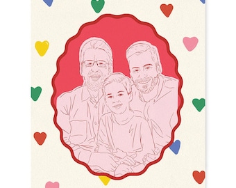 Baby and Dad Personalized Hand-Drawn Portrait – Color Block Art Style | 8 x 10 | 11 x 14 | 16 x 20 | I See Me!