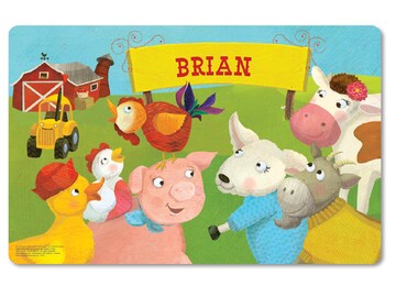 Personalised Children's Placemat - Unicorns and Rainbows - wipeable clear acrylic kids placemat (dinner mat) with rubber feet FANDANGO