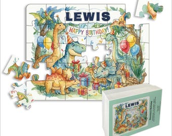 Personalized Puzzle for Kids | Name Puzzle | 30 Piece Jigsaw Puzzle, 14" x 11" (Horizontal/Landscape) | Customized Puzzle | Dinosaurs