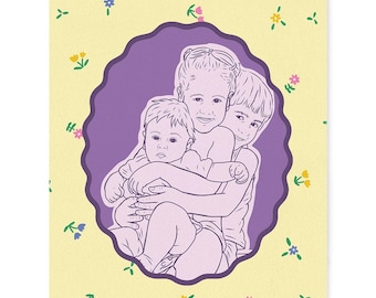Family Personalized Hand-Drawn Portrait – Color Block Art Style | 8 x 10 | 11 x 14 | 16 x 20 | I See Me!