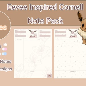 Eevee Inspired Printable Cornell Note Taking Pack