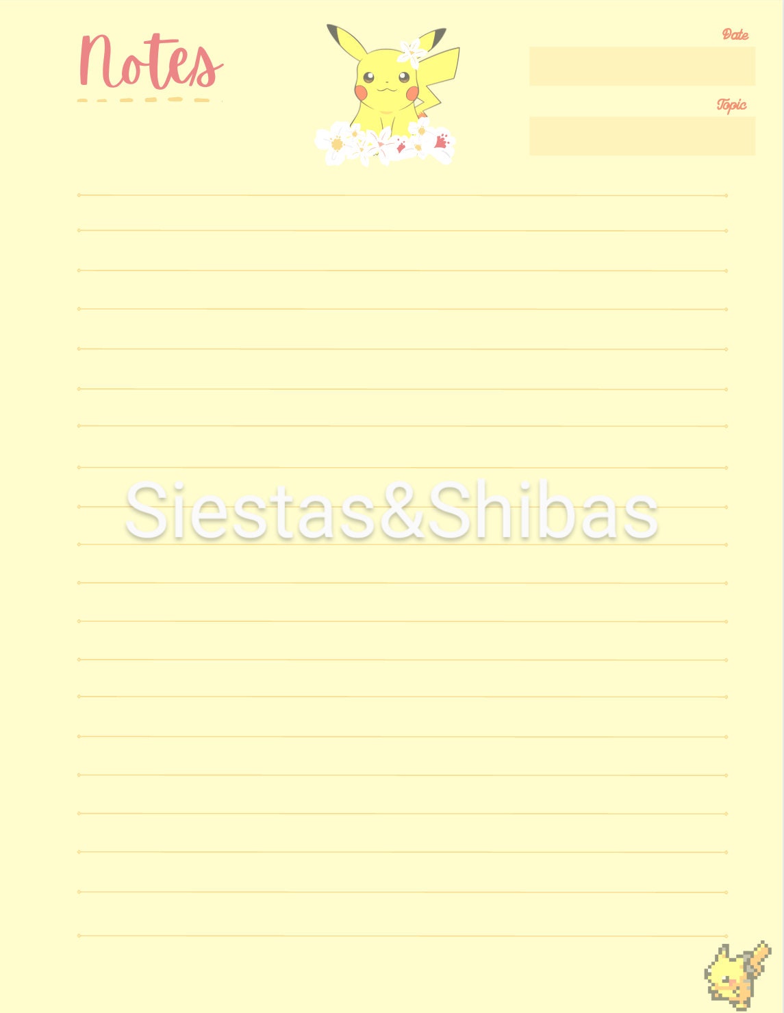 Pikachu Inspired Printable Note Taking Pack | PDF - Etsy