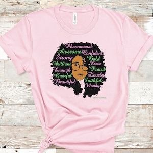 Black Queen Shirt, Pink and Green Shirt, African American Woman T-Shirt, Inspirational Quote Gift, Cute Tee, Gift for Her, Gifts for Her
