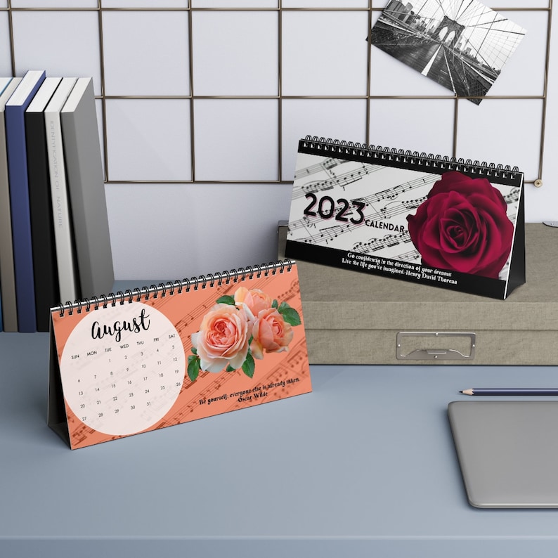 2023 Calendar 2024 Rose Calendar Inspirational Quotes Desk Etsy