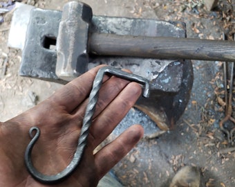 Hand forged, 2x4 bracketed J hook (currently made to order)