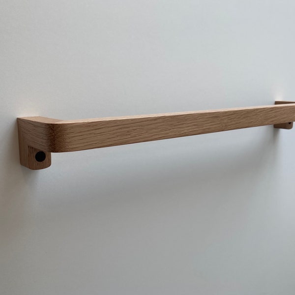 Solid Oak Face/Hand Towel Rail Curved Corners Curved Ends