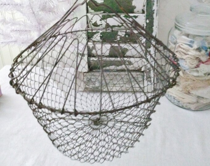 Vintage Collapsible Wire Egg Basket, Farmhouse Decor Etsy