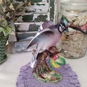Ucagco Vintage Ceramics Japan - Blue Jay on a Branch - circa 1960&#39;s
