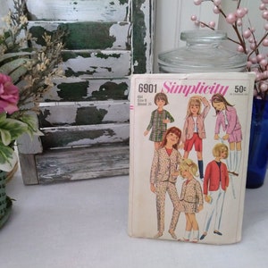 1966 Vintage Simplicity Pattern 6901 Child&#39;s & Girls&#39; Pants in Two Lengths Jacket and Skirt - Cut Pattern