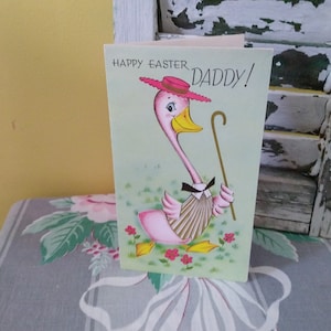 Vintage Easter Greeting Card-&quot;Happy Easter Daddy!&quot;- Pink Duck-Unused Circa 1960&#39;s