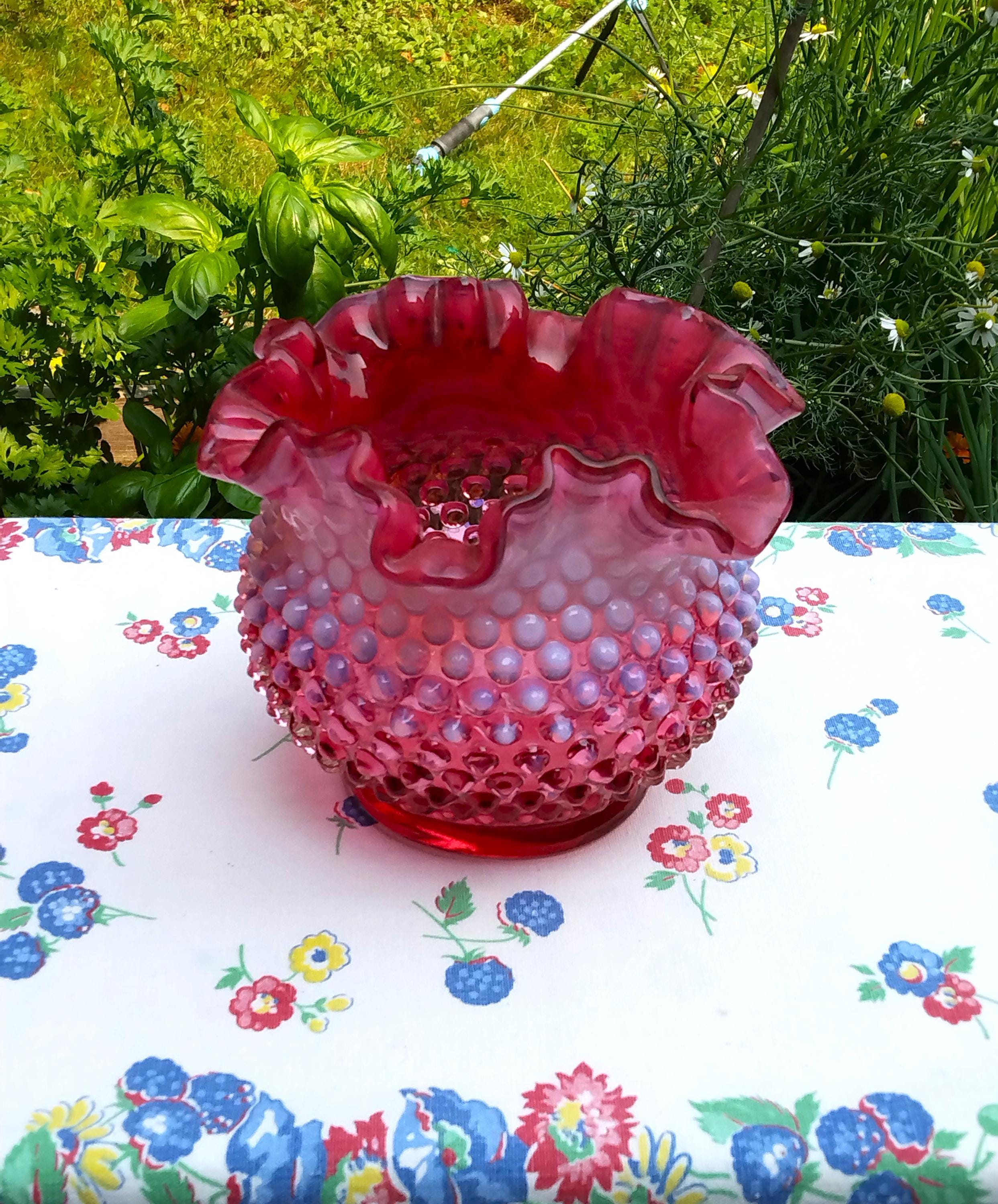 fenton opalescent ビンテージ　ガラス製 花瓶 USA製ヴィンテージ1940年代Fentonオールドフェントン花瓶/小物