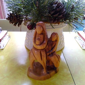 Hand Carved Flight to Egypt Holy Family & Donkey Mary Baby Jesus and Joseph Nativity Scene