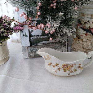 Royal Semi Porcelain A. J. Wilkinson, England  Floral Leaf Gravy Boat - circa 1891-1896