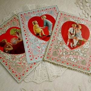 Vintage Valentine&#39;s Day Greeting Cards-Photo Images Boys & Girls -Embossed - Ann Shriber Unused Ephemera Collectible - Lot of 3 circa 1930&#39;s