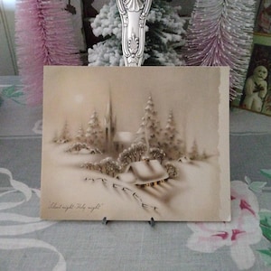 Vintage Winter Scene Christmas Greeting Card Silent Night Holy Night