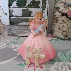 1980s Vintage Josef Originals Birthday Girl Angel Figurine # 14 Japan