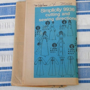 Vintage Simplicity Pattern 9936 - Wedding Dress Bridesmaid Dress - Misses&#39; Size 14 Complete Uncut Pattern - circa 1970