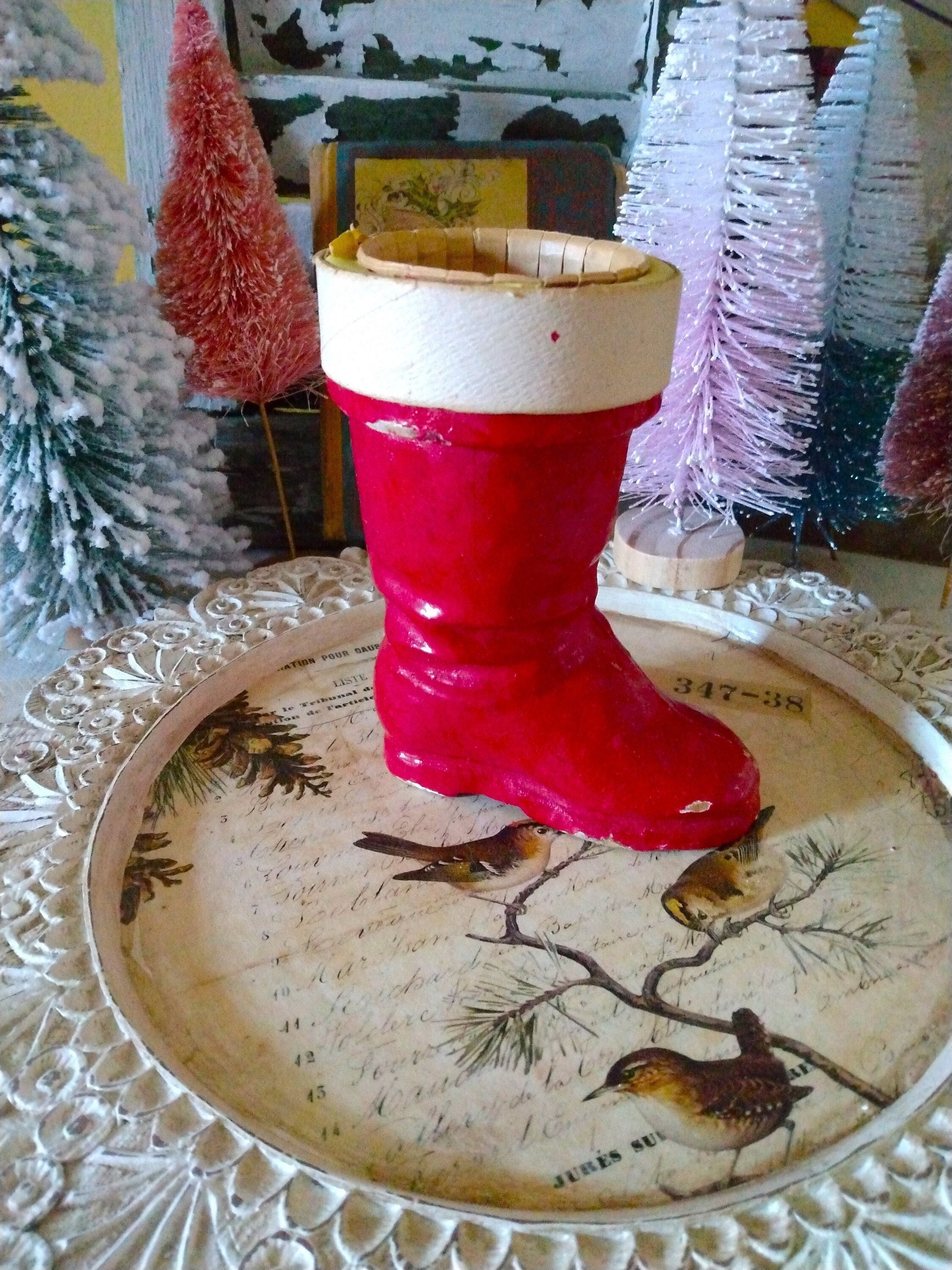 17 Illuminated Candy Cane Arrangement in Santa Boot by Valerie