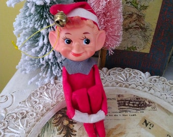 Vintage Knee Hugger Elf Pixie Kitschy Christmas Decor Japan