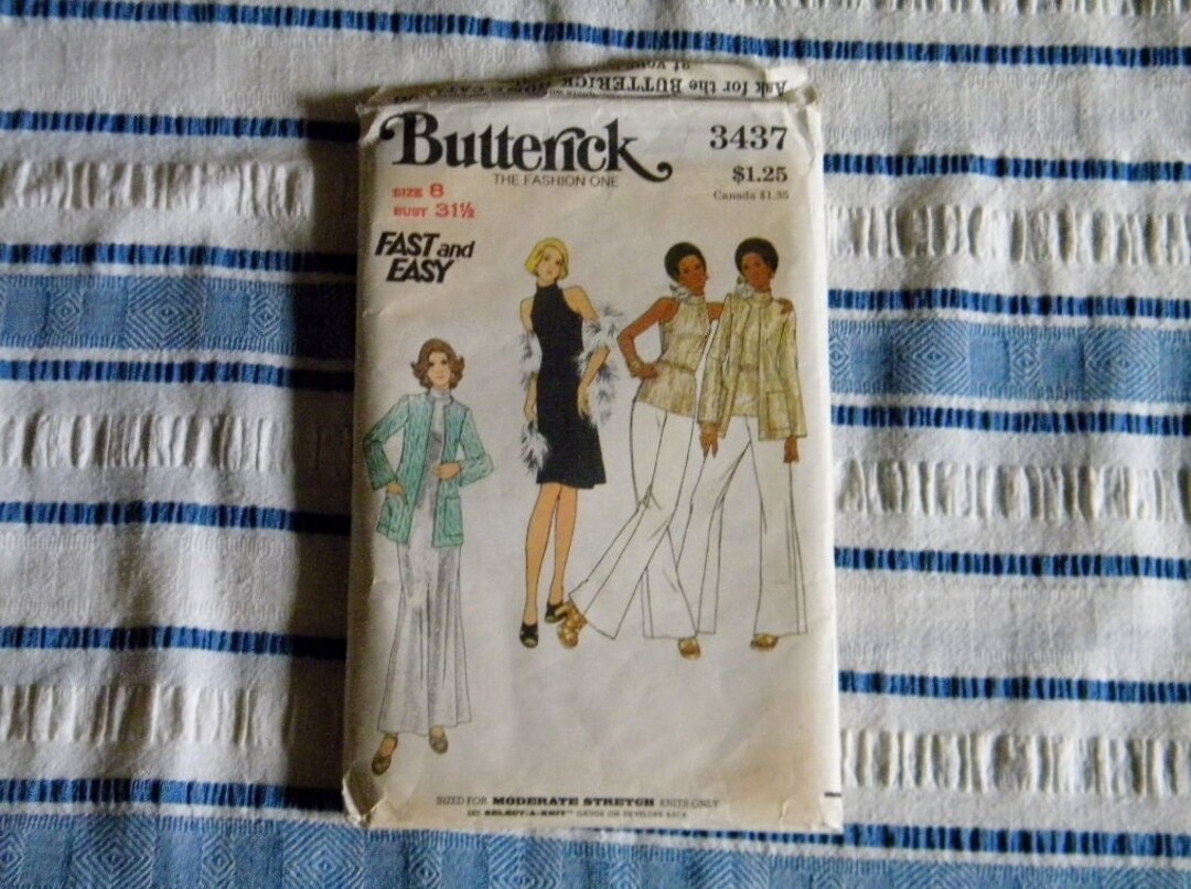 Vintage Butterick Sewing Pattern 3437: 1970s Sweater Dress, Top & Pants ...