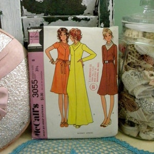 Vintage McCall&#39;s Dress Pattern 3055 Misses&#39; Dress Pattern in Two Lengths Size 8 Bust 31 1/2 inches MOD 1970&#39;s