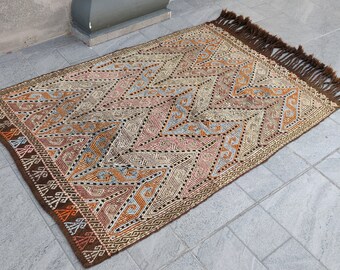Kilim Rug Kelim Rugs Wool Rug,Natural Rug Vintage Turkish Area Kilim Rug,5.1\u00d72.9fet Anatolian Kilim,150\u00d791 cm Handmade Rug