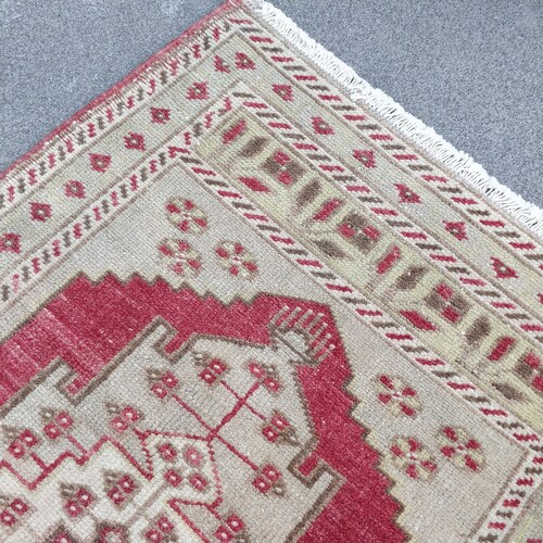 Vintage Rug Anatolian Rug Oushak Rug Handmade Rug Turkish Rug Boho Rug Yastik Door Mat shops Wool Rug Small Area Rug Faded Pastel
