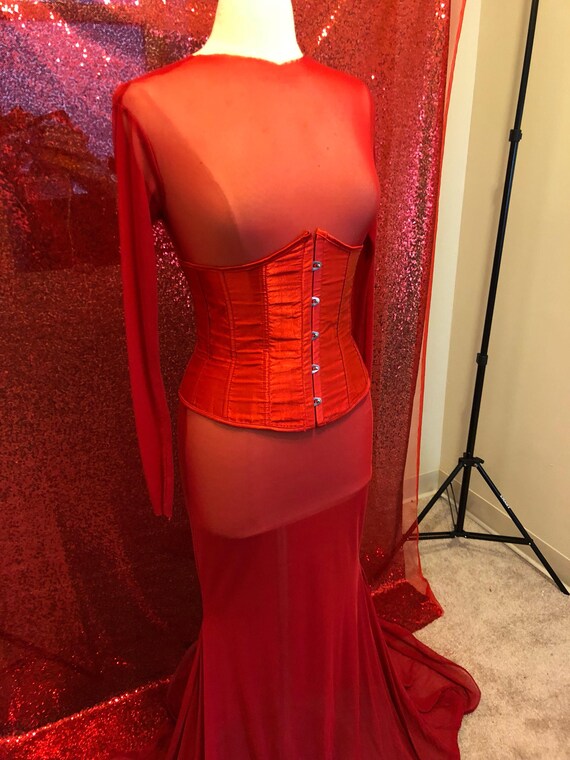 red burlesque dress