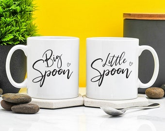 Big Spoon & Little Spoon Mugs Set - Valentine's, Anniversary, Wedding Gifts