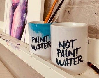 Paint Water & Not Paint Water Pots | Brushes Pot | Funny Gift For Painters | Artist Gifts | Paint Brush Holders | Gift For Artists | Painter