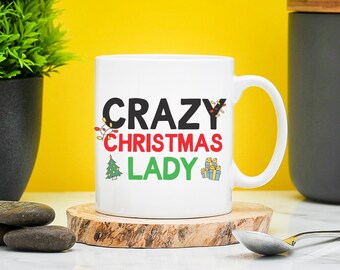 crazy christmas lady mug
