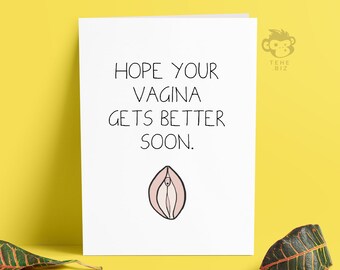 Hope Your Vagina Gets Better Soon Card - Profanity Cards, New Baby Cards, Child Birth Cards, New Arrival Funny, Card For New Parents TH-023