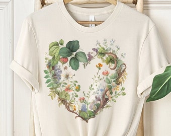 Flowering Heart Plant Lady Shirt,  Gifted-For-Nana, Wildflower Gifted Shirt, Gifted-For Her, Flowering Garden Gift-For Gardeners, ForGrandma