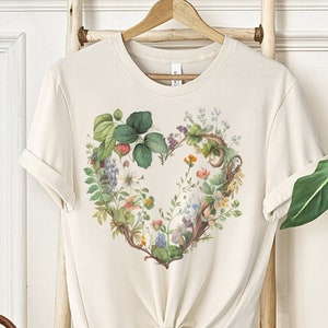 Flowering Heart Plant Lady Shirt,  Gifted-For-Nana, Wildflower Gifted Shirt, Gifted-For Her, Flowering Garden Gift-For Gardeners, ForGrandma