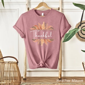 Thankfully-Thankful Fall-Boho-Tee Gift-For Wife, Be-Thankful Fall-Harvest Autumnal Vibes Gifts-For Her, Self-Gratitude Self-Wellness Gift