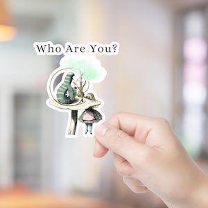 Who Are You? Alice And Caterpillar Vintage-Graphic Wonderland-Art Custom Party-Favor-Stickers, Dark Academia Kindle-Sticker Phone-Sticker