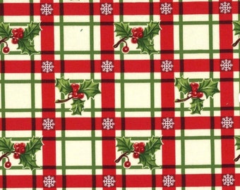 Holly Plaid | Red Christmas Fabric | Quilting Fabric | Cotton Fabric | Quilting Cotton | Sewing Fabric | Crafting | Crafts