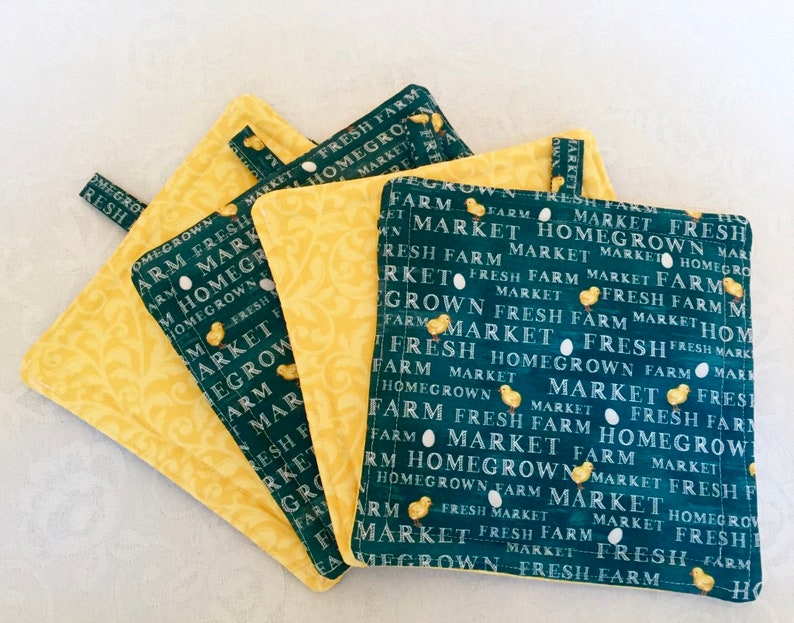Farmers Market Chicks and Eggs Handmade Pot Holders