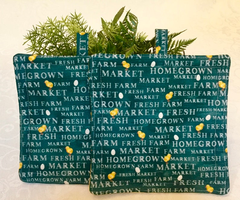 Farmers Market Chicks and Eggs Handmade Pot Holders