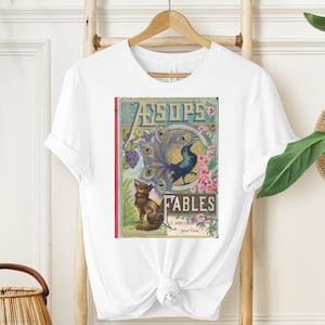 Vintage Children&#39;s Book Cover Shirt, Folklore Forest Fox Print Shirt, Vintage Forestcore TShirt, Folk Art Fox T-Shirt, Cottagecore Aesthetic