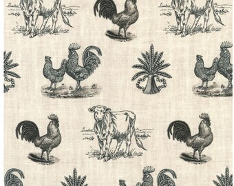 Farm Animal Cotton Fabric: Vintage Toile Print